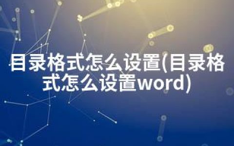 目录格式怎么设置(目录格式怎么设置word)