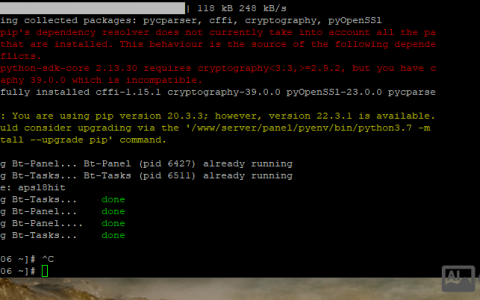 宝塔面板安装卡在 Starting Bt-Tasks… done