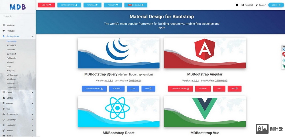 mdbootstrap 是一套基于 Bootstrap 的响应式扩展框架