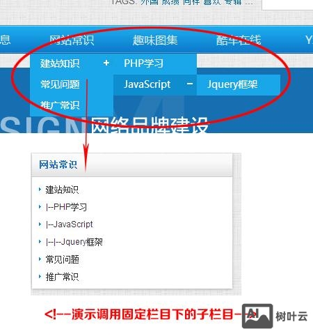 如何在网站加子栏目