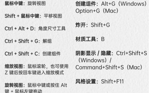 草图大师命令快捷键有哪些？