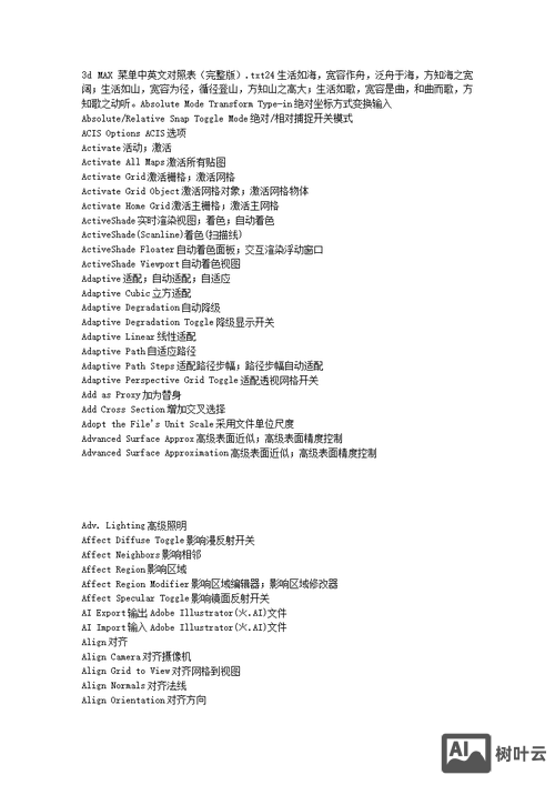 3dmax桥命令英文