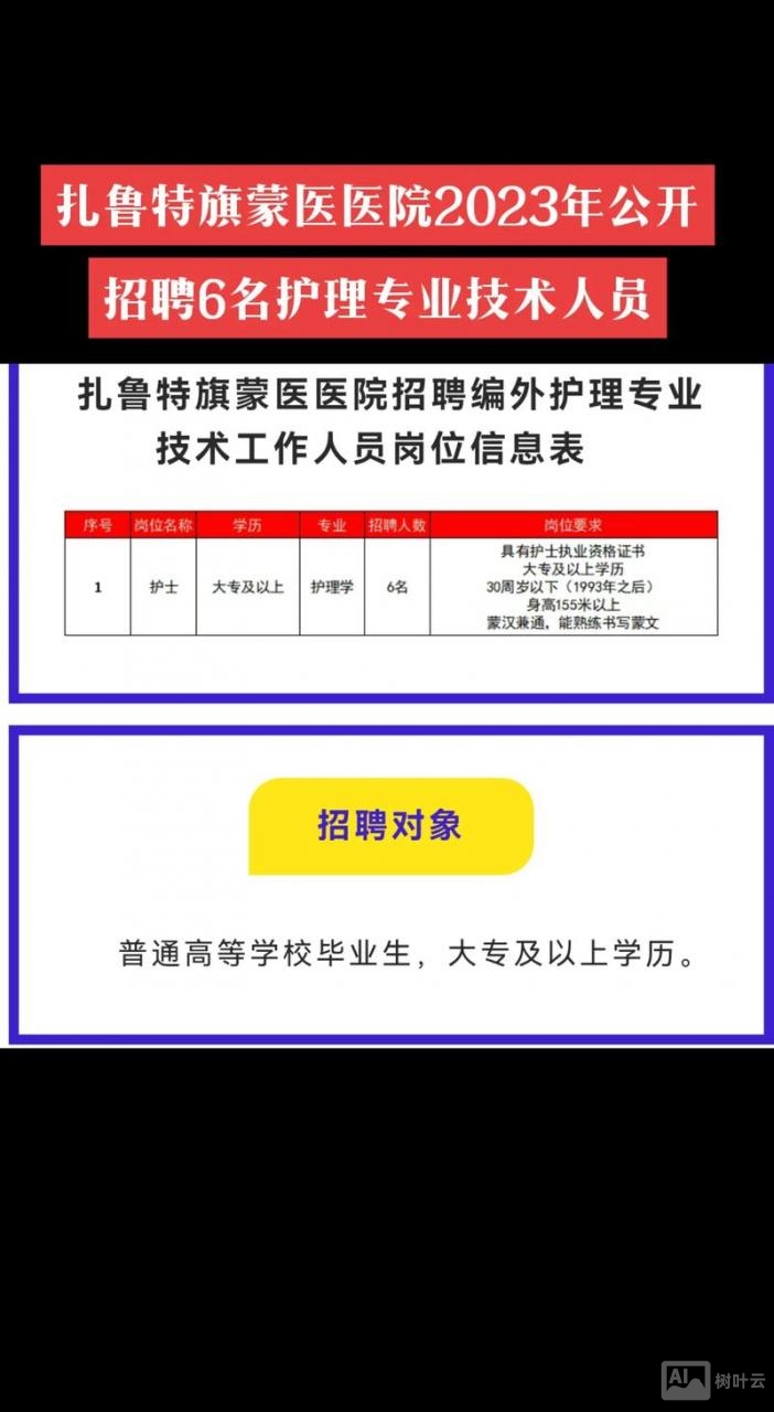 扎鲁特旗招聘兼职