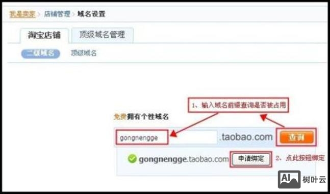 如何把域名绑定淘宝店
