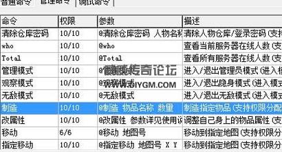 传奇的所有命令