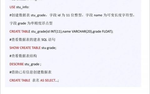 SQL中建立表用的命令是什么？