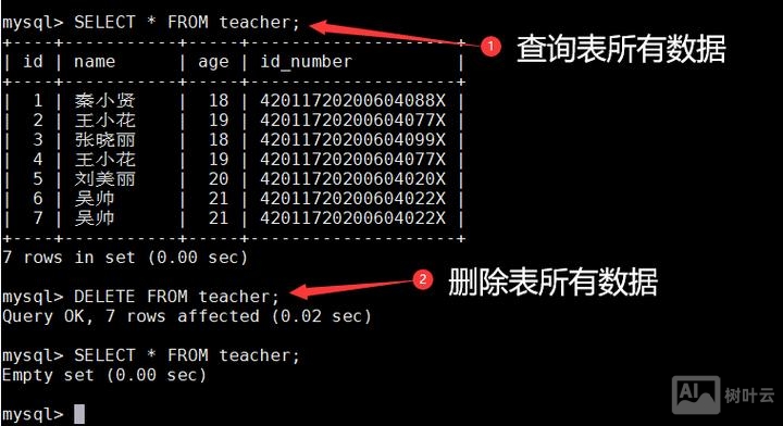 删除数据表的命令