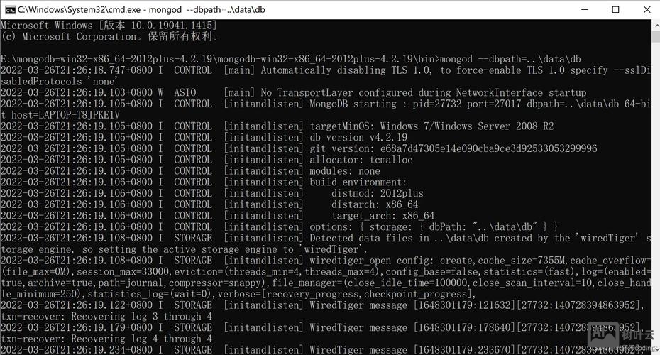 mongo启动命令行